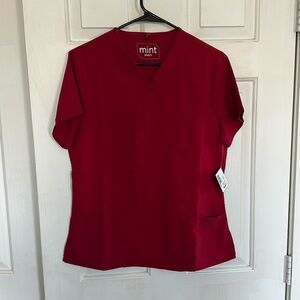 NWT Mint Red Nurse Scrub top size medium
